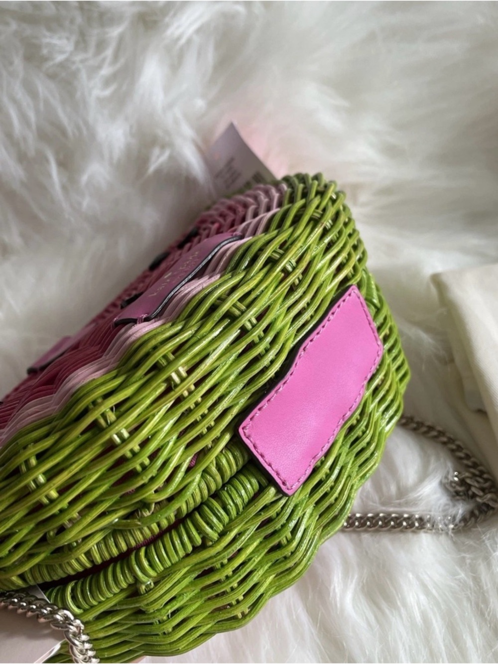 Kate Spade New York Picnic Perfect Watermelon Crossbody Wicker leather bag purse - Picture 8 of 9